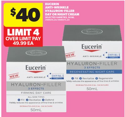 EUCERIN ANTI-WRINKLE HYALURON-FILLER DAY OR NIGHT CREAM, 50 ML