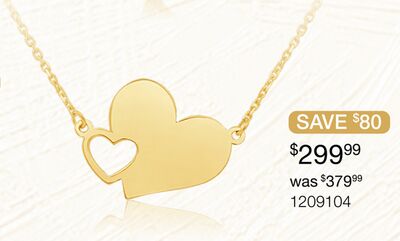 10K Yellow Gold Double Heart 18" Necklace