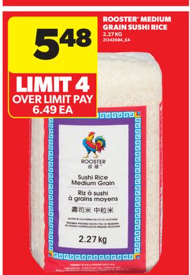 ROOSTER® MEDIUM GRAIN SUSHI RICE, 2.27 KG