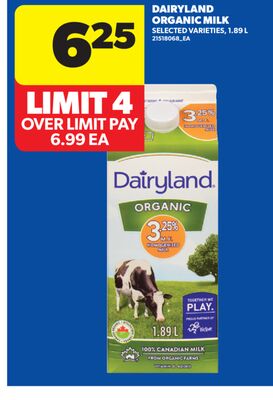 DAIRYLAND ORGANIC MILK, 1.89 L