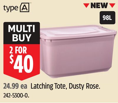 type A Latching Tote, Dusty Rose