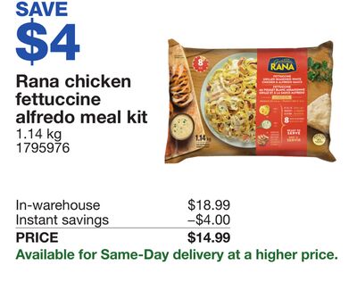 Rana chicken fettuccine alfredo meal kit