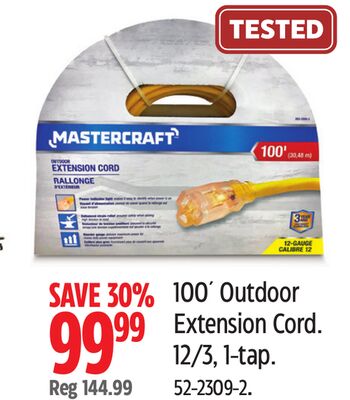 Mastercraft 100´ Outdoor Extension Cord.