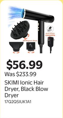 SKIMI Ionic Hair Dryer, Black Blow Dryer