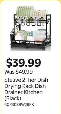 Stelive 2-Tier Dish Drying Rack Dish Drainer Kitchen (Black)