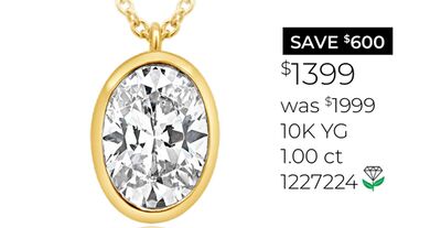 New Brilliance Lab Grown 1.00CT Oval Shaped Diamond Pendant in 10K Yellow Gold