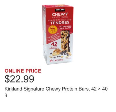 Kirkland Signature Chewy Protein Bars, 42 × 40 g