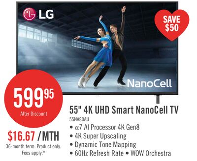 LG 55" NANO80 LED 4K UHD Smart webOS TV (55NANO80AUA.ACC) - 2025 Model