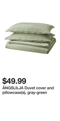 ÄNGSLILJA Duvet cover and pillowcase(s), gray-green