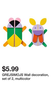 GREJSIMOJS Wall decoration, set of 2, multicolor