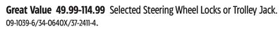 Certified Selected Steering Wheel Locks or Trolley Jack