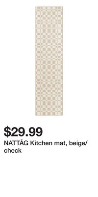 NATTÅG Kitchen mat, beige/check