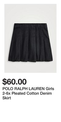 POLO RALPH LAUREN Girls 2-6x Pleated Cotton Denim Skirt