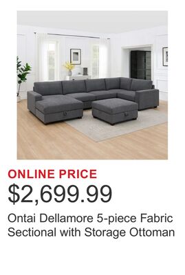 Ontai Dellamore 5-piece Fabric Sectional with Storage Ottoman