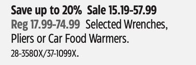Selected Wrenches, Pliers or Car Food Warmers