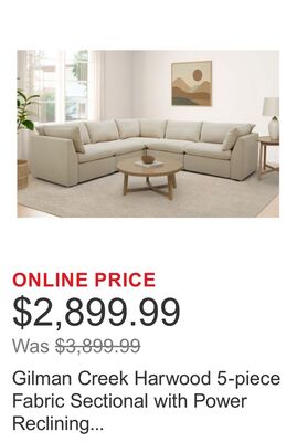 Gilman Creek Harwood 5-piece Fabric Sectional with Power Reclining Footrests