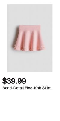 Bead-Detail Fine-Knit Skirt