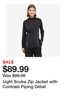 Light Scuba Zip Jacket with Contrast Piping Detail