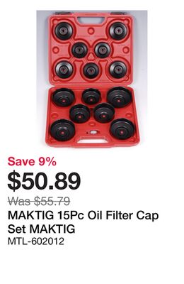 MAKTIG 15Pc Oil Filter Cap Set