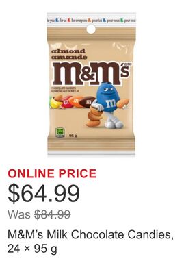 M&M's Milk Chocolate Candies, 24 × 95 g