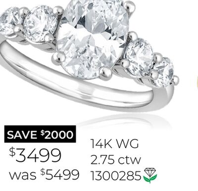 New Brilliance Lab Grown 2.75CTW Oval Diamond Bridal Ring in 14K White Gold