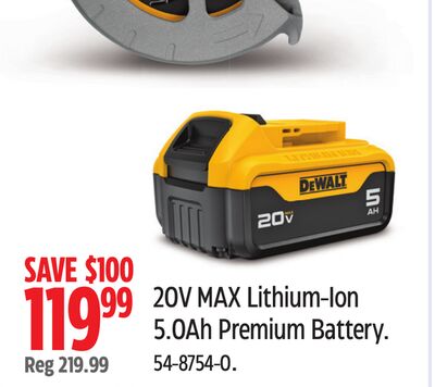 DEWALT 20V MAX Lithium-Ion 5.0Ah Premium Battery