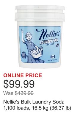 Nellie's Bulk Laundry Soda 1,100 loads, 16.5 kg (36.37 lb)