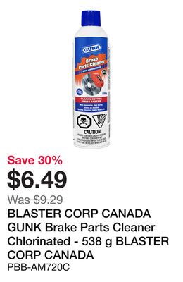 BLASTER CORP CANADA GUNK Brake Parts Cleaner Chlorinated - 538 g