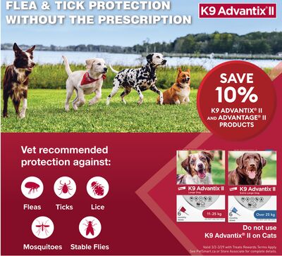 Save 10% ALL K9 Advantix II & Advantage II products