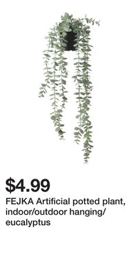FEJKA Artificial potted plant, indoor/outdoor hanging/eucalyptus