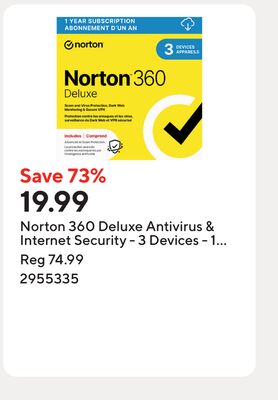 Norton 360 Deluxe Antivirus & Internet Security - 3 Devices - 1 Year Subscription [Digital Download]