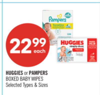 HUGGIES or PAMPERS BOXED BABY WIPES