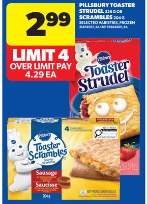PILLSBURY TOASTER STRUDEL, 326 G OR SCRAMBLES, 204 G