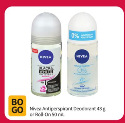 Nivea Antiperspirant Deodorant 43 g or Roll-On 50 mL