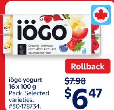 iögo yogurt 16 x 100 g