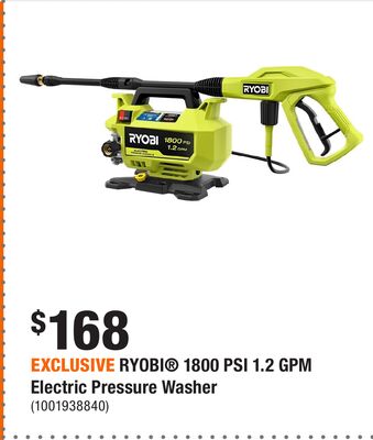 EXCLUSIVE RYOBI® 1800 PSI 1.2 GPM Electric Pressure Washer