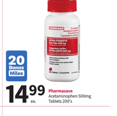 Pharmasave Acetaminophen 500mg Tablets 200's