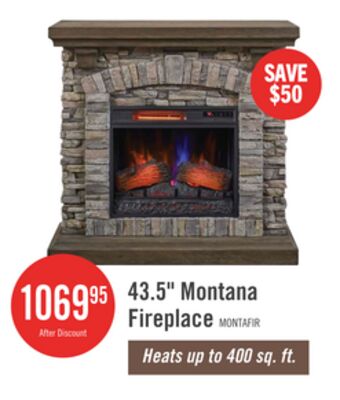 Montana 43.5" Rustic Electric Fireplace - Grey Stone