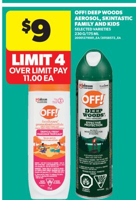 OFF! DEEP WOODS AEROSOL, SKINTASTIC FAMILY AND KIDS, 230 G/175 ML