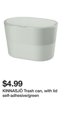 KINNASJÖ Trash can, with lid self-adhesive/green