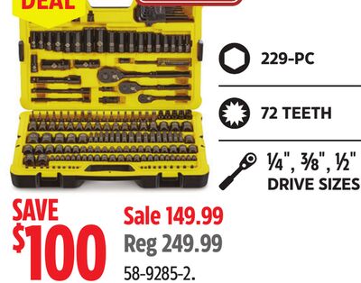 Stanley Professional Grade Black Chrome Socket Set, SAE/Metric, 229-pc
